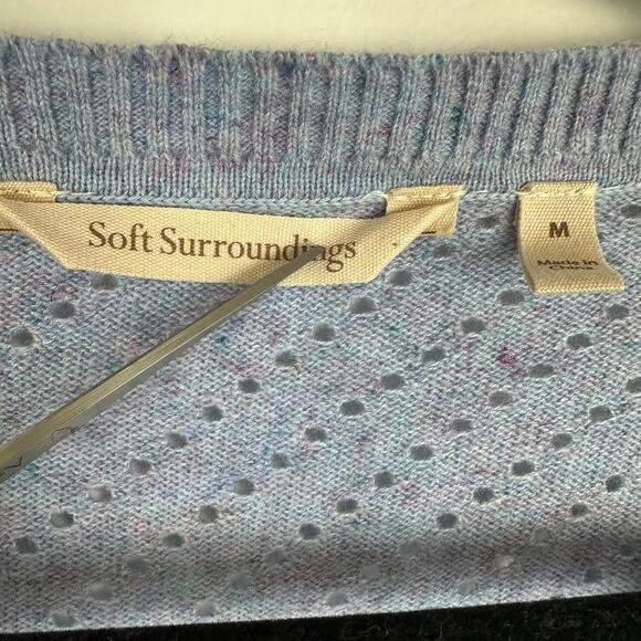 Soft Surroundings Womens Cotton Blend Open Knit Blue Tunic Sweater Size Medium - Picture 10 of 10